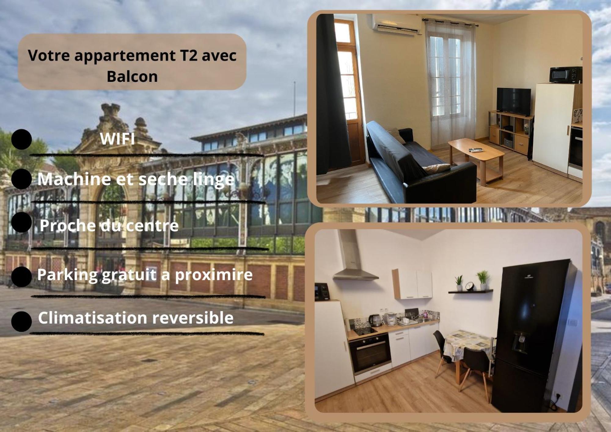 Appartement T2 Avec Balcon Proche Centre-Ville Нарбонна Экстерьер фото